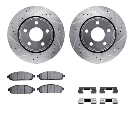 7312-42026, Rotors-Drilled, Slotted-SLV W/3000 Series Ceramic Brake Pads Incl. Hardware, Zinc Coat